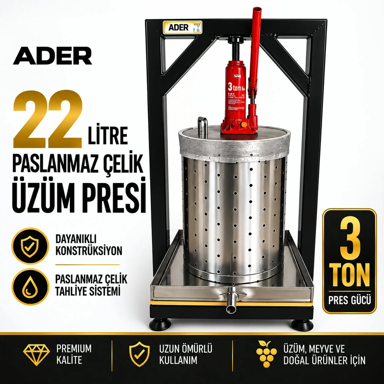 MANUEL MEYVE ÜZÜM SEBZE SIKMA PRESİ 60CM-38CM 65 LİTRE HACİM