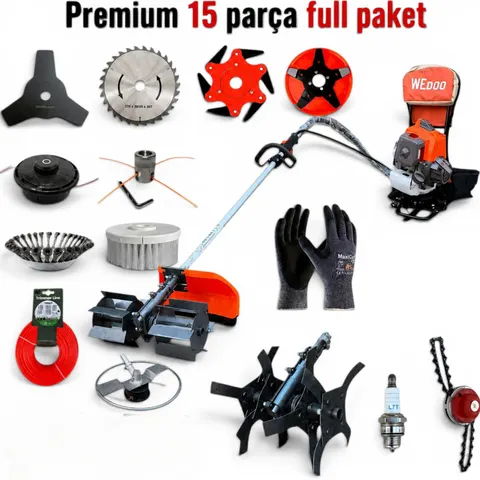 ADER Premium 15 Parça Full Paket Wedoo 3.3 HP Sırt Çantalı Ot Kesme Çapa Makinesi