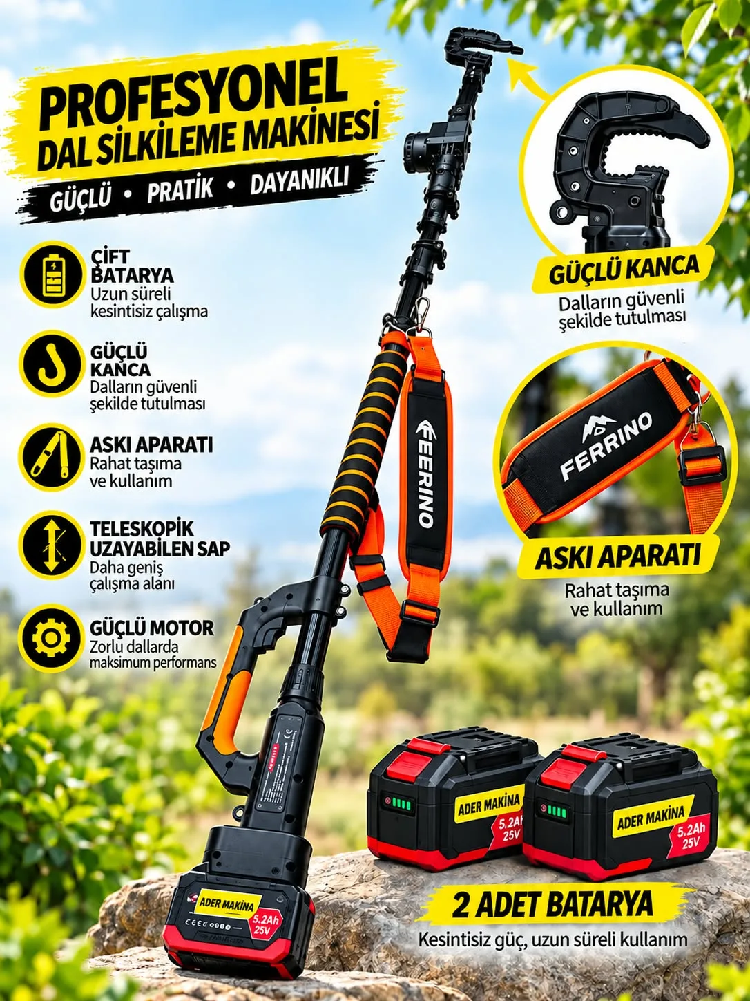 Akülü Kancalı Çift Bataryalı Hasat Makinesi